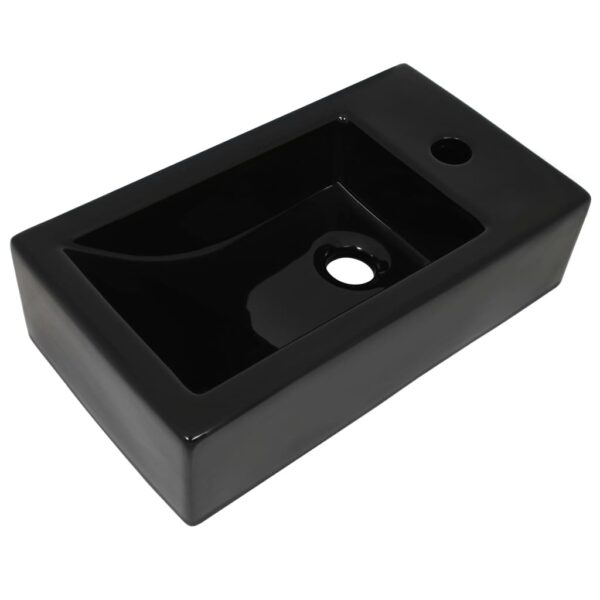 8718475589044_a_en_hd_1.jpg Basin with Faucet Hole Rectangular Ceramic Black 46x25.5x12 cm