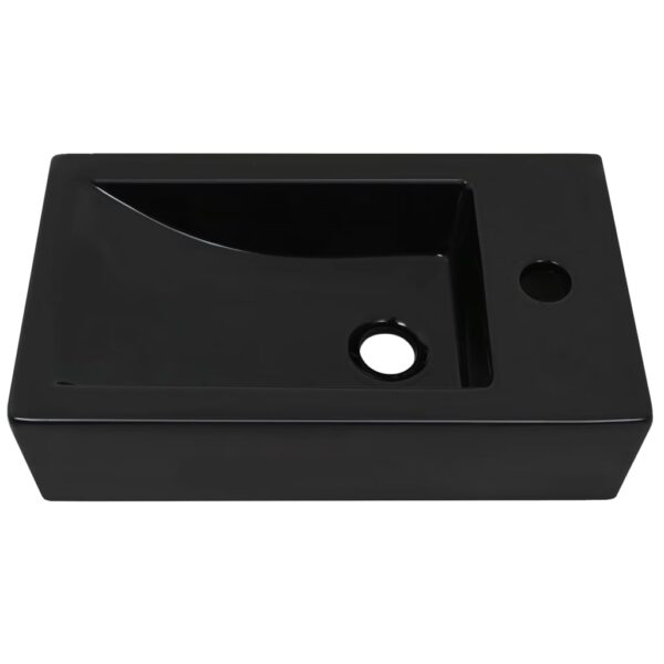 8718475589044_g_en_hd_1.jpg Basin with Faucet Hole Rectangular Ceramic Black 46x25.5x12 cm