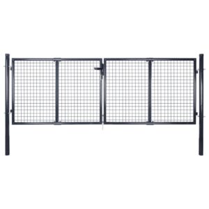 Mesh Garden Gate Galvanised Steel 306x125 cm Grey