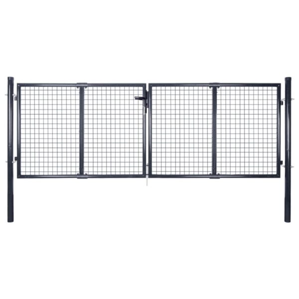 Mesh Garden Gate Galvanised Steel 306x125 cm Grey