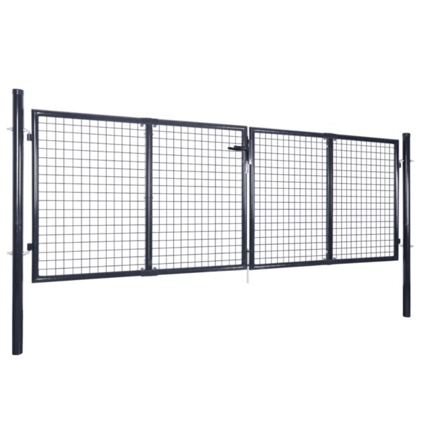Mesh Garden Gate Galvanised Steel 306x125 cm Grey