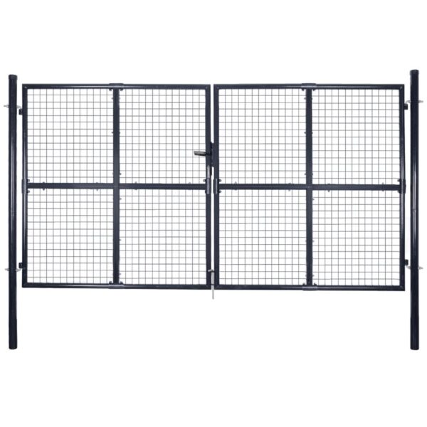Mesh Garden Gate Galvanised Steel 306x150 cm Grey