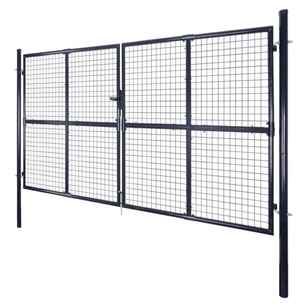 Mesh Garden Gate Galvanised Steel 306x150 cm Grey