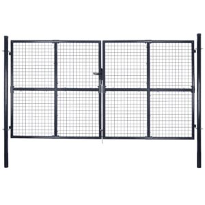 Mesh Garden Gate Galvanised Steel 306x175 cm Grey