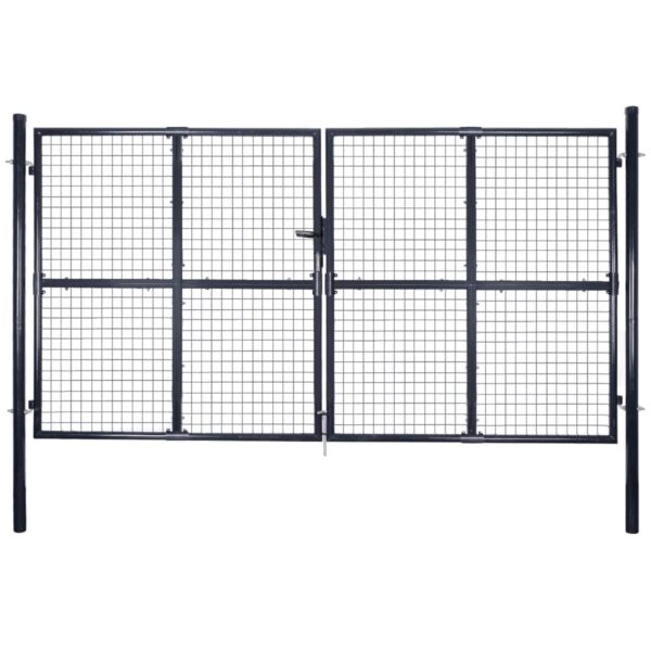 Mesh Garden Gate Galvanised Steel 306x200 cm Grey