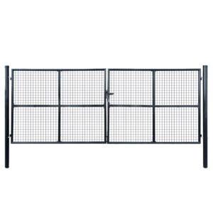 Mesh Garden Gate Galvanised Steel 415x150 cm Grey
