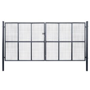 Mesh Garden Gate Galvanised Steel 415x175 cm Grey