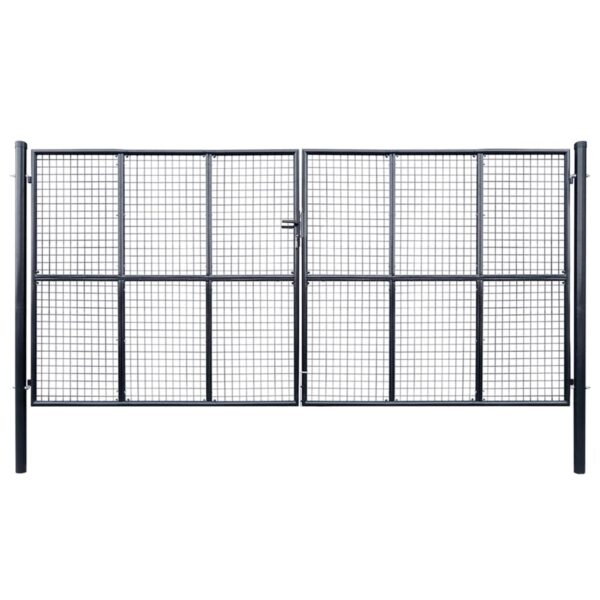 Mesh Garden Gate Galvanised Steel 415x175 cm Grey