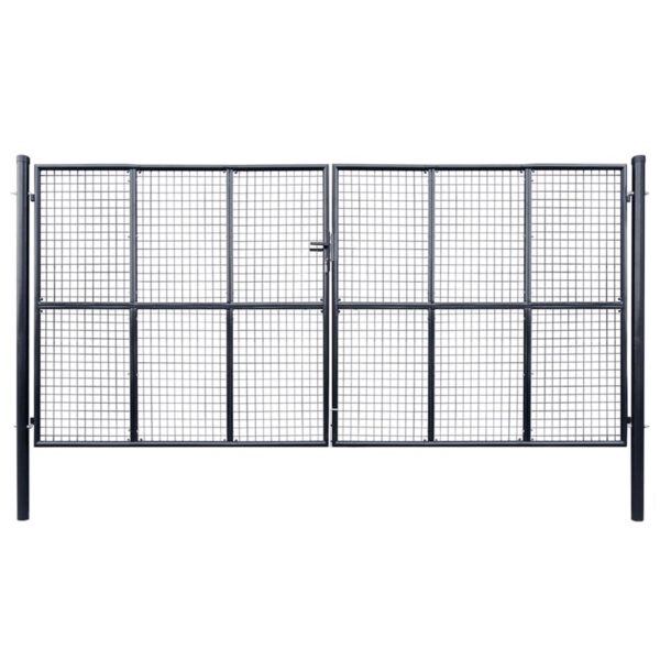 Mesh Garden Gate Galvanised Steel 415x200 cm Grey