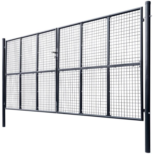 Mesh Garden Gate Galvanised Steel 415x200 cm Grey