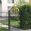 Fence Gate with Arched Top Steel 104x150 cm Black