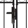 Fence Gate Double Door with Arched Top Steel 300x125 cm Black