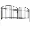 Fence Gate Double Door with Arched Top Steel 400x125 cm Black