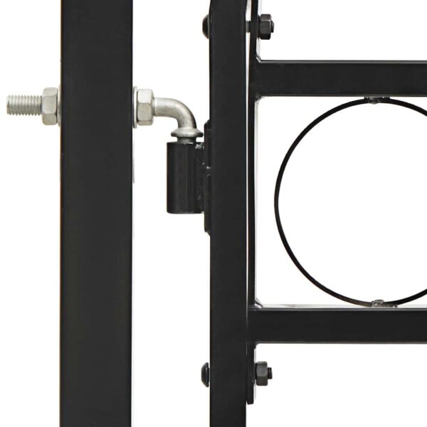 Fence Gate Double Door with Arched Top Steel 400x125 cm Black