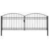 Fence Gate Double Door with Arched Top Steel 400x150 cm Black