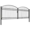 Fence Gate Double Door with Arched Top Steel 400x150 cm Black