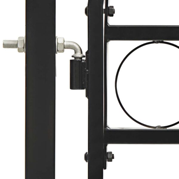 Fence Gate Double Door with Arched Top Steel 400x150 cm Black
