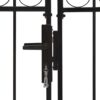 Fence Gate Double Door with Arched Top Steel 400x150 cm Black