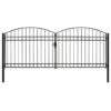 Fence Gate Double Door with Arched Top Steel 400x175 cm Black