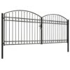 Fence Gate Double Door with Arched Top Steel 400x175 cm Black