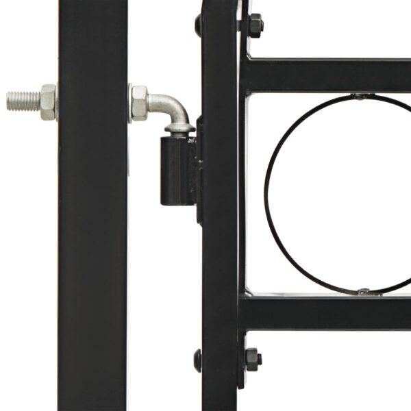 Fence Gate Double Door with Arched Top Steel 400x175 cm Black