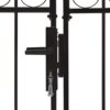 Fence Gate Double Door with Arched Top Steel 400x175 cm Black