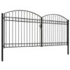 Fence Gate Double Door with Arched Top Steel 400x200 cm Black