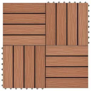 11 pcs Decking Tiles Deep Embossed WPC 30x30 cm 1 sqm Light Brown