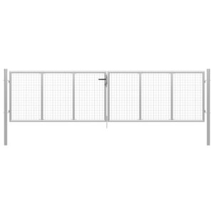 Garden Gate Galvanised Steel 415x100 cm Silver