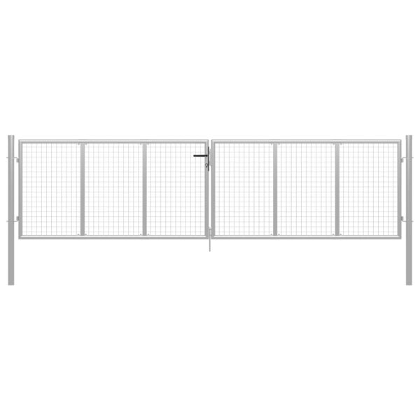 Garden Gate Galvanised Steel 415x100 cm Silver