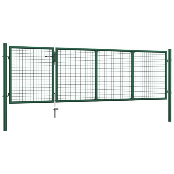 Garden Gate Steel 350x100 cm Green