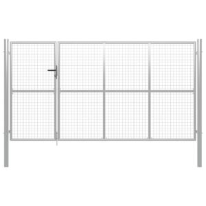 Garden Gate Steel 350x150 cm Silver