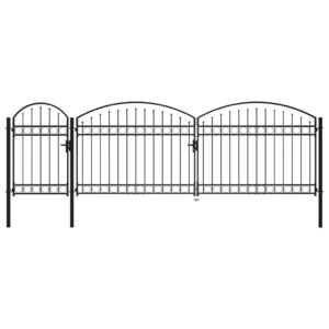 Garden Fence Gate with Arched Top Steel 2x5 m Black