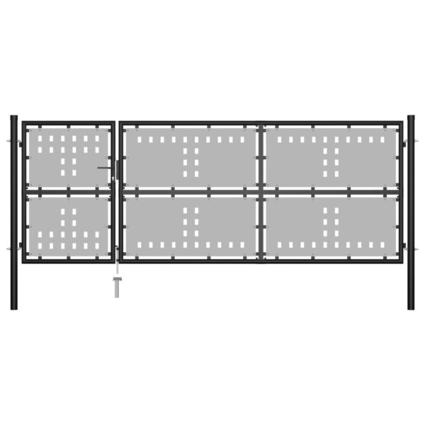 Garden Gate Steel 350x125 cm Black