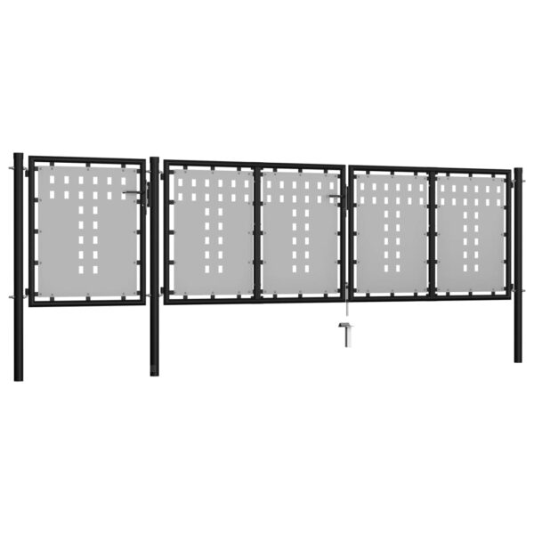 Garden Gate Steel 400x75 cm Black