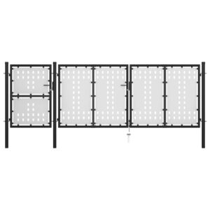 Garden Gate Steel 400x125 cm Black