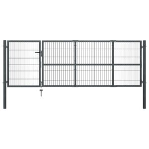 Garden Gate with Posts Steel 350x100 cm Anthracite