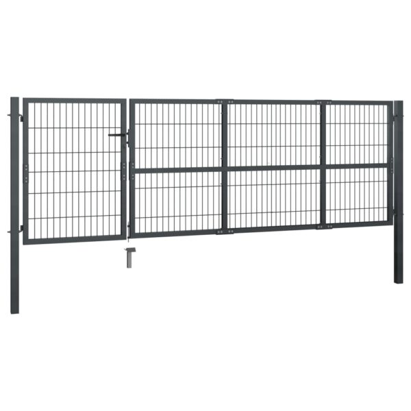 Garden Gate with Posts Steel 350x100 cm Anthracite