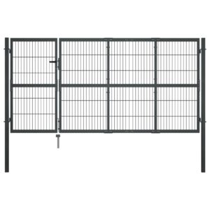 Garden Gate with Posts Steel 350x120 cm Anthracite