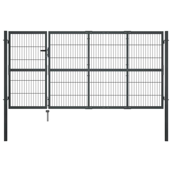 Garden Gate with Posts Steel 350x120 cm Anthracite