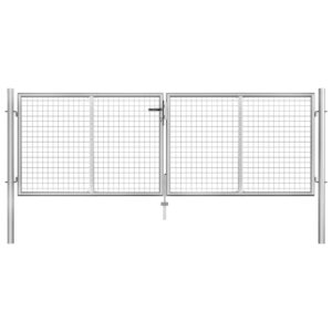 Garden Gate Galvanised Steel 306x75 cm Silver