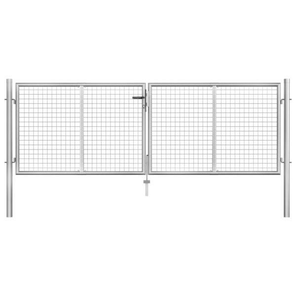 Garden Gate Galvanised Steel 306x75 cm Silver