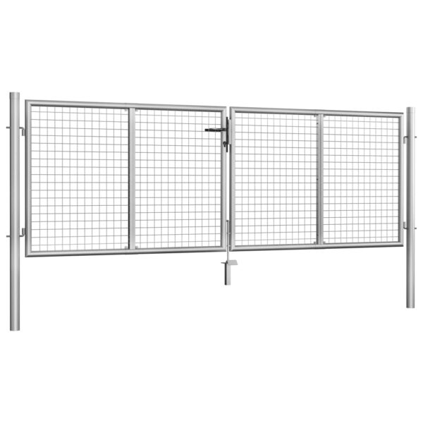 Garden Gate Galvanised Steel 306x75 cm Silver