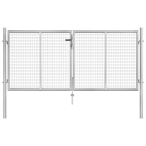 Garden Gate Galvanised Steel 306x100 cm Silver