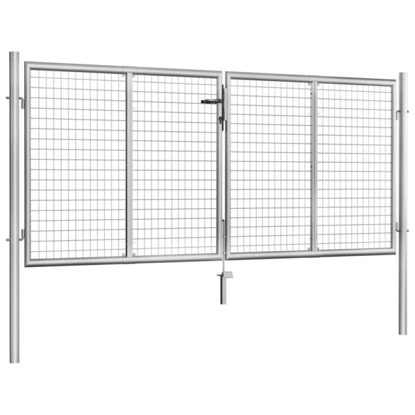Garden Gate Galvanised Steel 306x100 cm Silver
