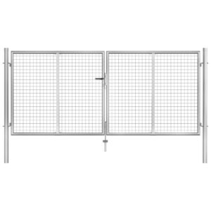 Garden Gate Galvanised Steel 306x125 cm Silver
