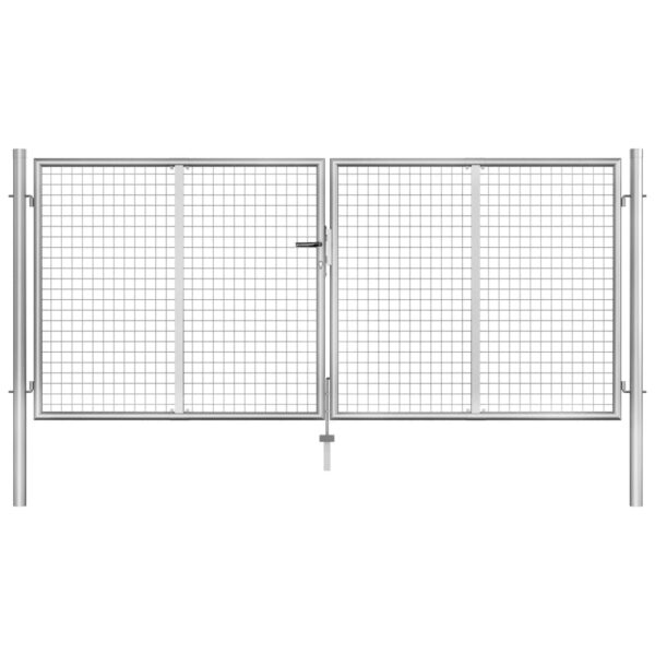 Garden Gate Galvanised Steel 306x125 cm Silver