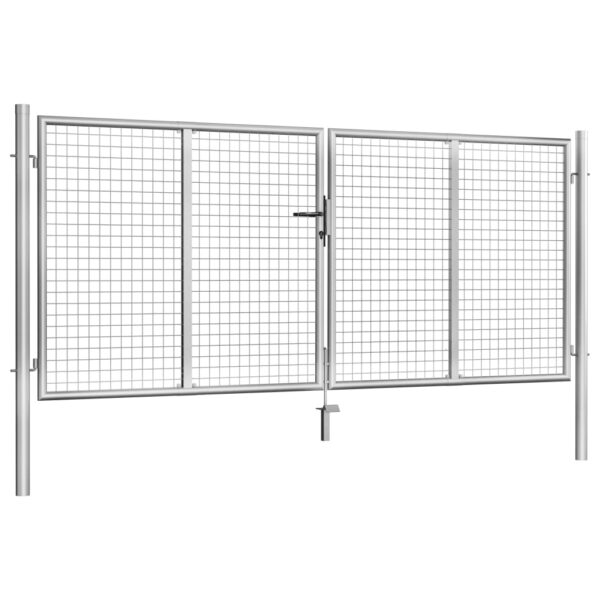 Garden Gate Galvanised Steel 306x125 cm Silver