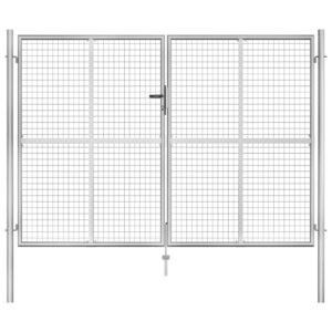 Garden Gate Galvanised Steel 306x175 cm Silver
