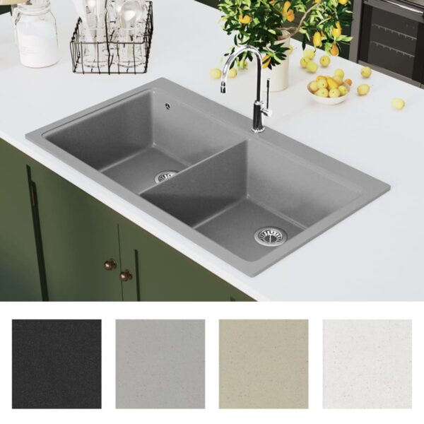 8718475941446_g_en_hd_1.jpg Overmount Kitchen Sink Double Basin Granite Grey